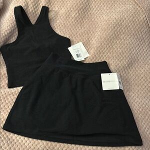 Beyond Yoga Darkest Night Circle Skirt XS and cropped tank XS set nwt Spacedye